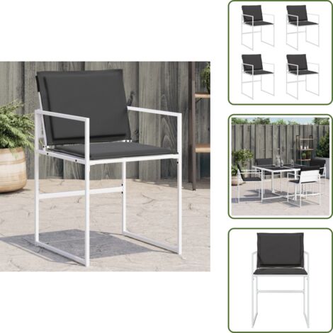 Sedie da esterno - vidaXL Sedie da Giardino con Cuscini 4 pz Bianchi Acciaio e Textilene - Cuscini sfoderabili