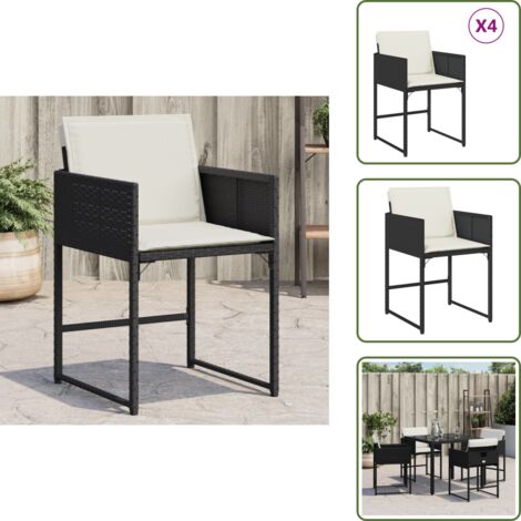 Sedie da esterno - vidaXL Sedie da Giardino con Cuscini 4 pz Nere in Polyrattan - Cuscini sfoderabili