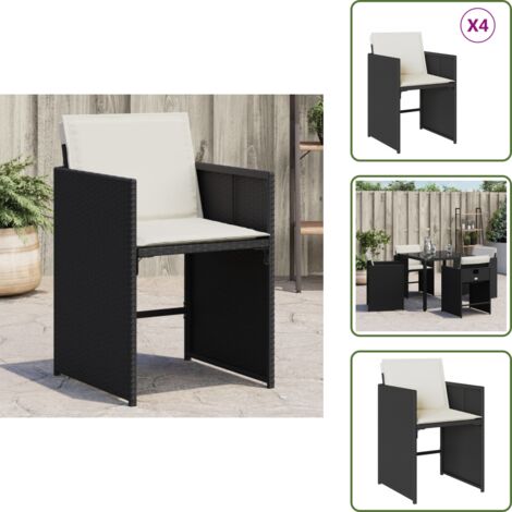 Sedie da esterno - vidaXL Sedie da Giardino con Cuscini 4 pz Nere in Polyrattan - Cuscini sfoderabili