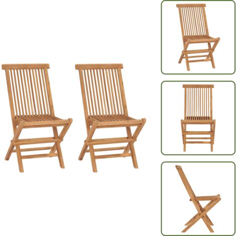 Sedie da esterno - vidaXL Sedie da Giardino Pieghevoli 2 pz in Legno Massello di Teak - Sedie in legno massello