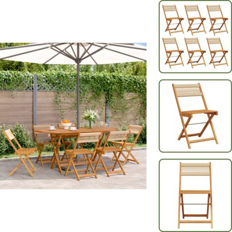 Sedie da esterno - vidaXL Sedie da Giardino Pieghevoli 6pz Beige Legno Massello di Acacia - Sedie pieghevoli