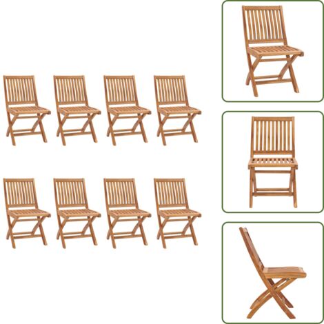 Sedie da esterno - vidaXL Sedie da Giardino Pieghevoli 8 pz in Legno Massello di Teak - Teak