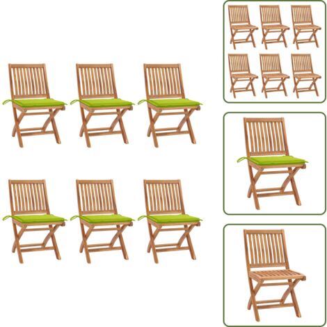Sedie da esterno - vidaXL Sedie da Giardino Pieghevoli con Cuscini 6 pz Massello di Teak - Cuscini per sedie