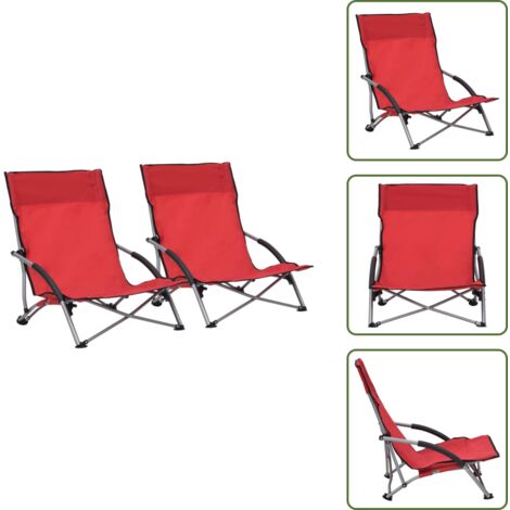 Sedie da esterno - vidaXL Sedie da Spiaggia Pieghevoli 2 pz in Tessuto Rosso - Sedie in tessuto