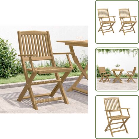 Sedie da esterno - vidaXL Sedie Giardino Pieghevoli 2 pz 54x61x88 cm Massello Acacia - Sedie in acacia