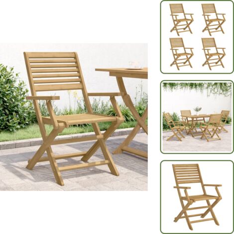 Sedie da esterno - vidaXL Sedie Giardino Pieghevoli 4pz 54,5x61,5x86,5 cm Massello Acacia - Sedie in acacia