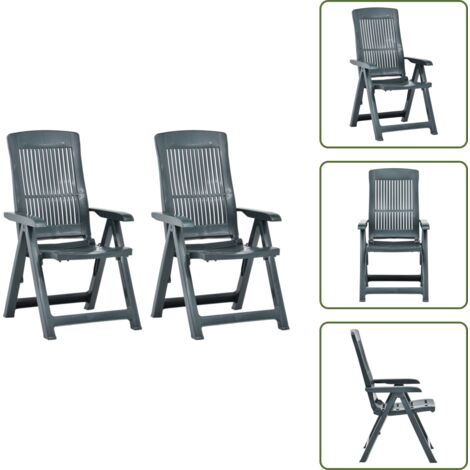 Sedie da esterno - vidaXL Sedie Reclinabili da Giardino 2 pz in Plastica Verde - Sedie pieghevoli