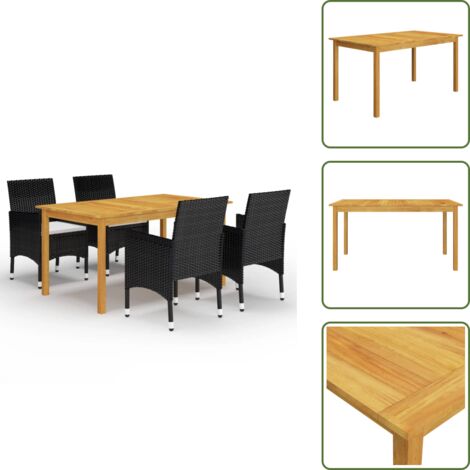 Sedie da esterno - vidaXL Set Mobili da Pranzo per Giardino 5 pz Nero - Tavolo in legno