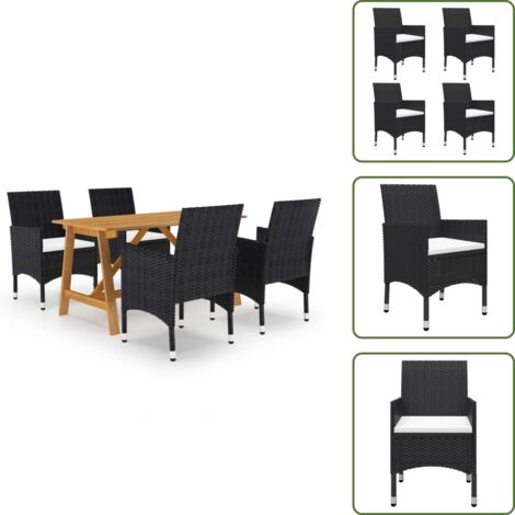 Sedie da esterno - vidaXL Set Mobili da Pranzo per Giardino 5 pz Nero - Tavolo in legno