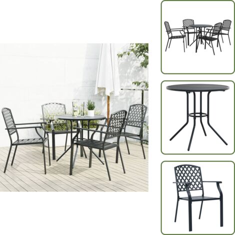 Sedie da esterno - vidaXL Set Sedie Giardino Impilabili 5pz Antracite Acciaio Verniciato - Sedie da patio