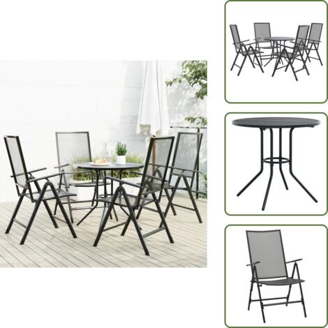 Sedie da esterno - vidaXL Set Sedie Giardino Reclinabili 5pz Antracite Acciaio Verniciato - Sedie in acciaio