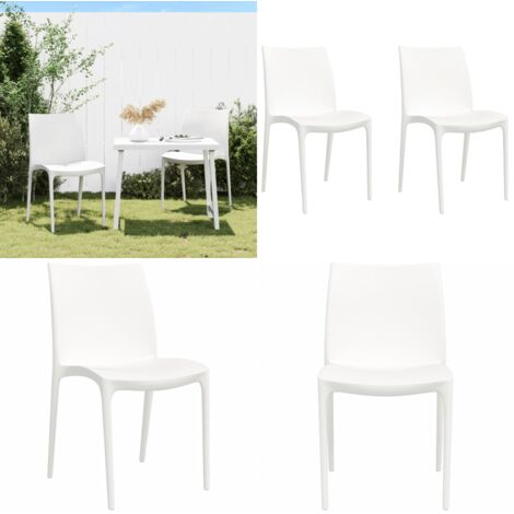Sedie da Giardino 2 pz Bianche 50x46x80 cm in Polipropilene - Sedie da balcone - Sedie impilabili