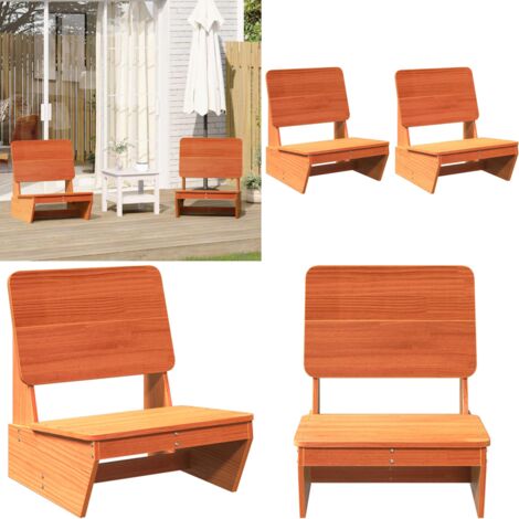 Sedie da Giardino 2 pz Cera Marrone Legno Massello di Pino - Sedie da esterno - Sedie in legno