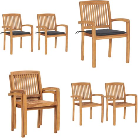 Sedie da Giardino 2 pz con Cuscini Antracite Massello di Teak - Sedie in legno teak - Sedie esterne