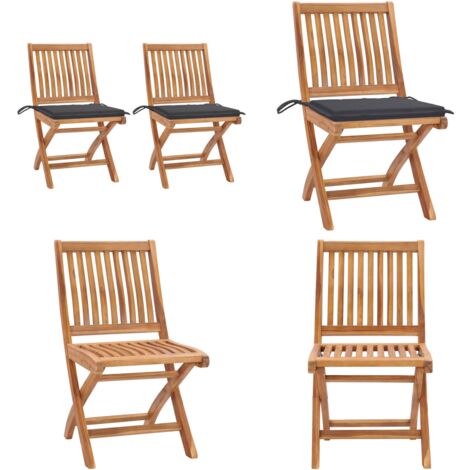 Sedie da Giardino 2 pz con Cuscini Antracite Massello di Teak - Sedie pieghevoli - Sedie in legno teak