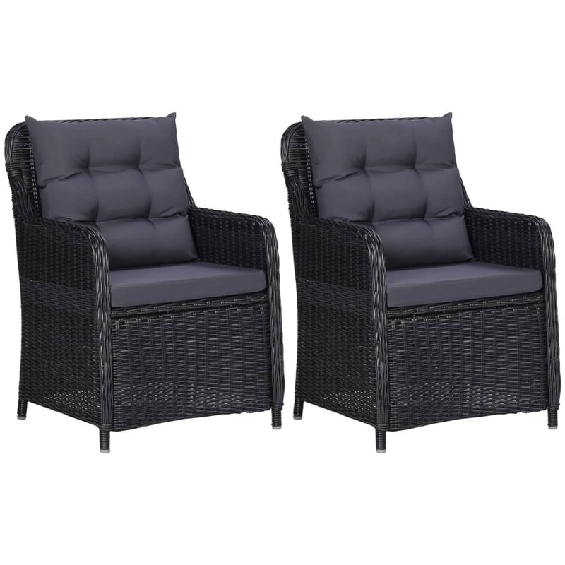 vidaXL Sedie da Giardino 2 pz con Cuscini in Polyrattan Nere - Nero