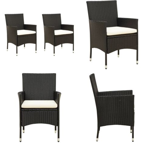 Sedie da Giardino 2 pz con Cuscini in Polyrattan Nere - Sedie da esterno - Sedie in rattan