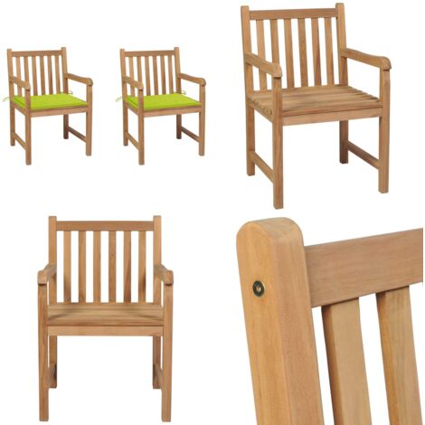 Sedie da Giardino 2 pz Cuscini Verde Brillante in Legno di Teak - Cuscini da giardino - Legno di teak
