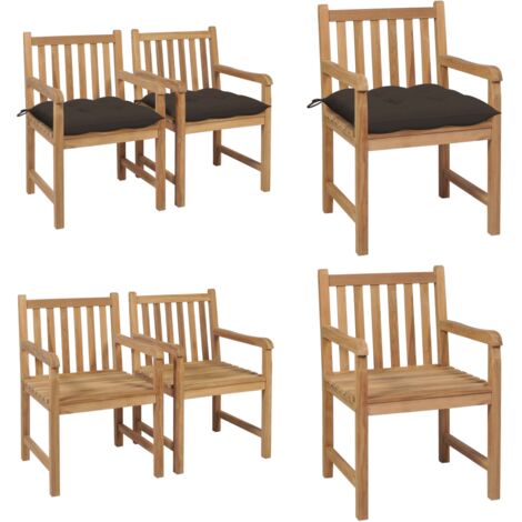 Sedie da Giardino 2 pz e Cuscini Grigio Talpa Massello di Teak - Cuscini da giardino - Sedie in legno teak