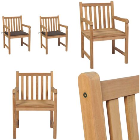 Sedie da Giardino 2 pz e Cuscini Grigio Talpa Massello di Teak - Cuscini da giardino - Sedie in legno teak