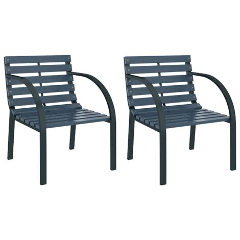 Sedie da Giardino 2 pz Grigie in Legno vidaXL 673742