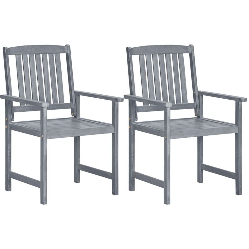 Sedie da Giardino 2 pz Grigio in Massello d'Acacia - Grigio - Vidaxl