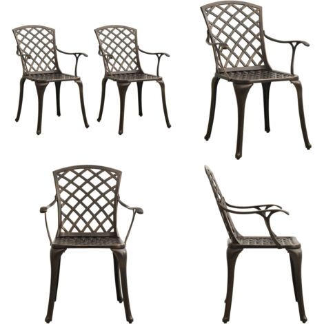 Sedie da Giardino 2 pz in Alluminio Pressofuso Bronzo - Sedie da pranzo - Sedie alluminio