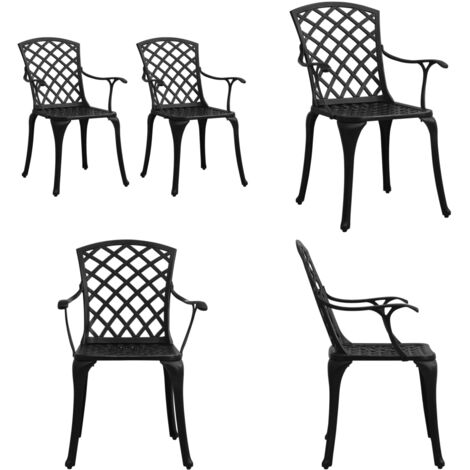Sedie da Giardino 2 pz in Alluminio Pressofuso Nero - Sedie da pranzo - Sedie alluminio