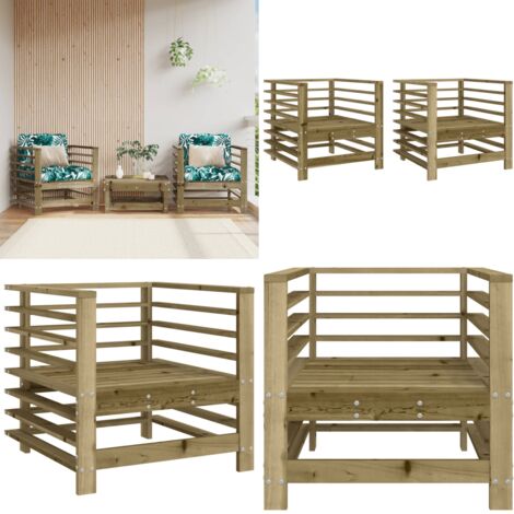 Sedie da Giardino 2 pz in Legno di Pino Impregnato - Sedie da patio - Sedie da terrazza