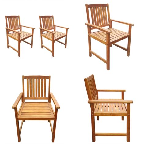 Sedie da Giardino 2 pz in Legno Massello d'Acacia Marrone - Sedie da giardino - Sedie in legno