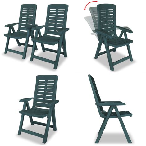 Sedie da Giardino 2 pz in Plastica Verde - Sedie pieghevoli - Sedie in plastica