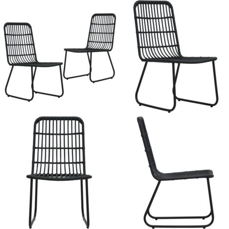 Sedie da Giardino 2 pz in Polyrattan Nere - Sedie in rattan - Sedie da pranzo all'aperto