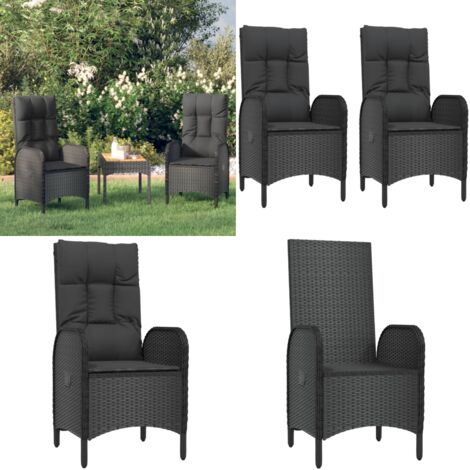 Sedie da Giardino 2 pz in Polyrattan Nero - Sedie in rattan - Sedie da esterno
