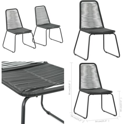 Sedie da Giardino 2 pz in Polyrattan Nero - Sedie in rattan - Sedie da giardino in polietilene
