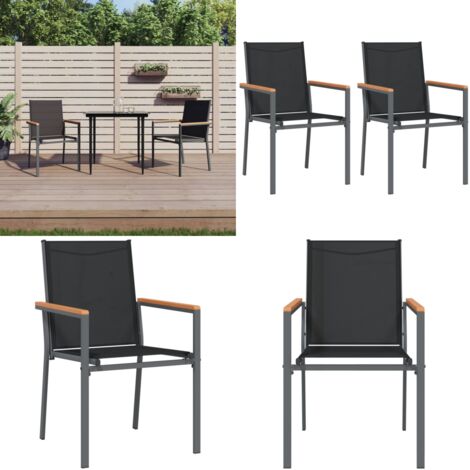 Sedie da Giardino 2 pz Nere 55x61,5x90 cm Textilene e Acciaio - Sedie da terrazza - Sedie da esterno
