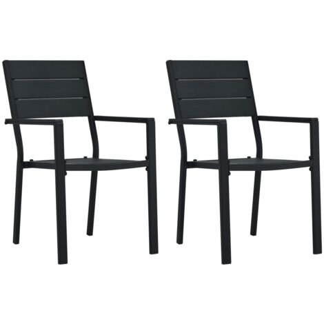 Sedie da Giardino 2 pz Nere in HDPE Aspetto Legno vidaXL