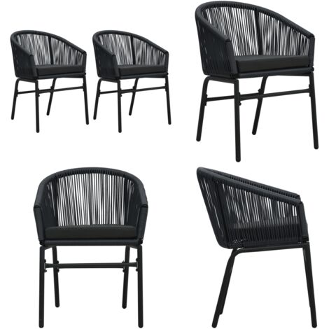 Sedie da Giardino 2 pz Nere in Rattan PE - Sedie in rattan - Sedie all'aperto