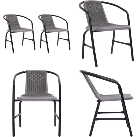 Sedie da Giardino 2 pz Nere Plastica Stile Rattan Acciaio 110kg - Sedie in plastica - Sedie in acciaio