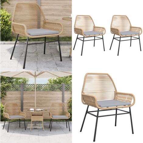 Sedie da Giardino 2pz con Cuscini Marrone in Polyrattan - Sedie da esterno - Sedie in rattan