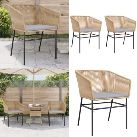 Sedie da Giardino 2pz con Cuscini Marrone in Polyrattan - Sedie da giardino - Polyrattan