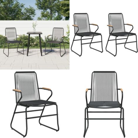 Sedie da Giardino 2pz Nere 58x59x85,5 cm Rattan PVC - Sedie da terrazza - Sedie da patio