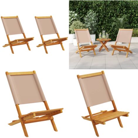 Sedie da Giardino 2pz Tortora Legno Massello Acacia e Tessuto - Sedie da esterno - Sedie in legno