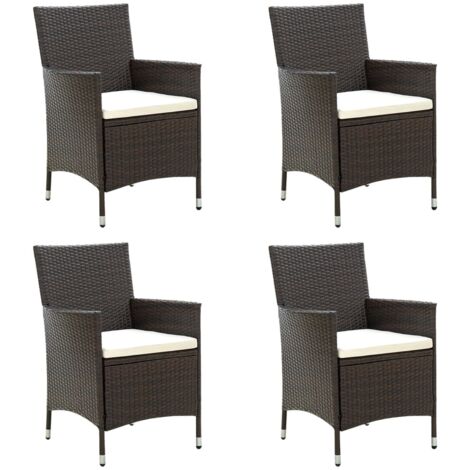 Sedie da Giardino 4 pz con Cuscini in Polyrattan Marrone vidaXL