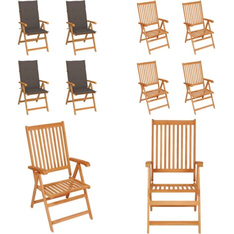 Sedie da Giardino 4 pz con Cuscini Talpa in Massello di Teak - Sedie in legno - Sedie pieghevoli
