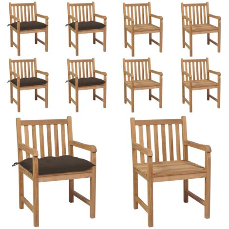 Sedie da Giardino 4 pz con Cuscini Talpa in Massello di Teak - Sedie in legno - Teak