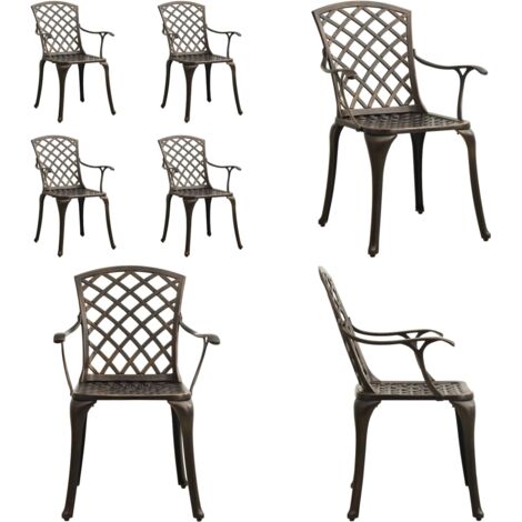 Sedie da Giardino 4 pz in Alluminio Pressofuso Bronzo - Sedie da pranzo - Alluminio pressofuso