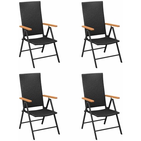 Sedie da Giardino 4 pz in Polyrattan Nero vidaXL