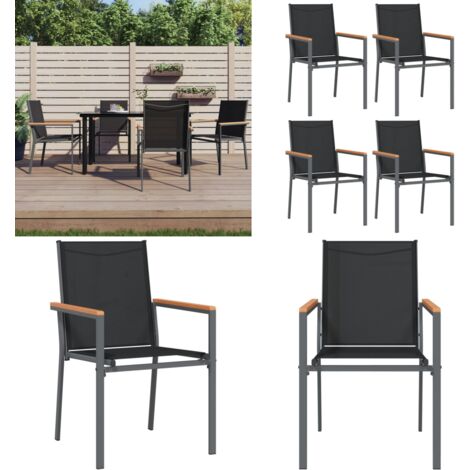 Sedie da Giardino 4 pz Nere 55x61,5x90 cm Textilene e Acciaio - Sedie da terrazza - Sedie da esterno