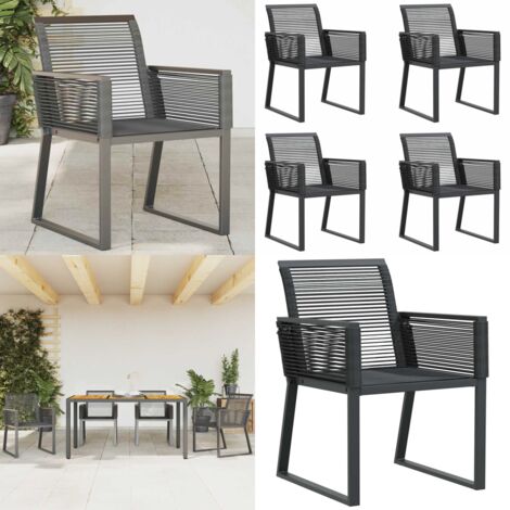 Sedie da Giardino 4 pz Nere in Polyrattan - Sedie da esterno - Rattan PE