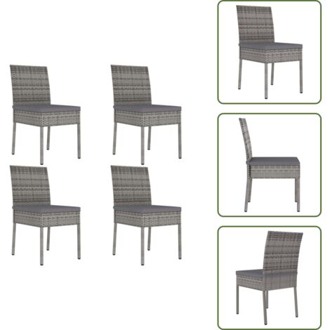 Sedie da giardino 4 pz - vidaXL Sedie da Pranzo per Giardino 4 pz in Polyrattan Grigio - Sedie da pranzo moderna